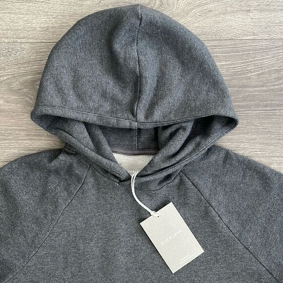 EVERLANE Hoodie Mens Small The Track Organic Cotton Heather Gray Retro 90s NWT - Picture 4 of 12